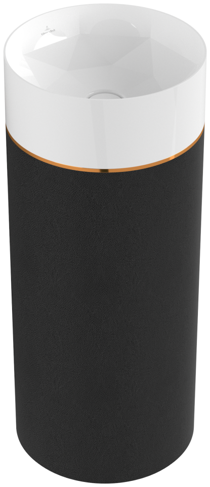 Octagon Washbasin with pedestal, 400x400x950mm, Jet Black Leather 417000PU