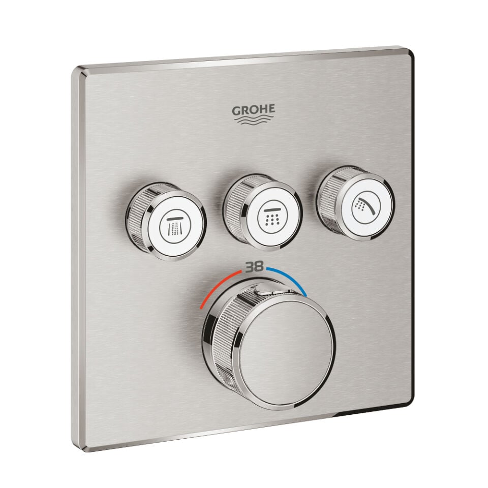 GROHE GROHTHERM SMARTCONTROL KARE TASARIM 3 KUMANDALI ANKASTRE TERMOSTATİK BATARYA – SUPERSTEEL
