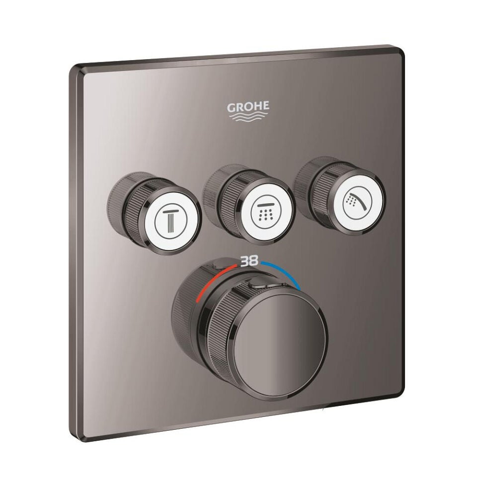 GROHE GROHTHERM SMARTCONTROL KARE TASARIM 3 KUMANDALI ANKASTRE TERMOSTATİK BATARYA – HARD GRAPHITE