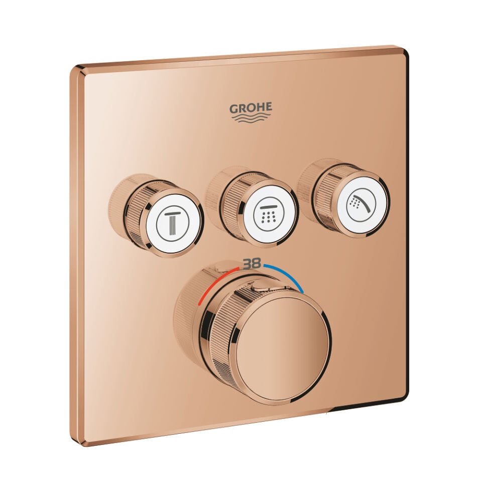 GROHE GROHTHERM SMARTCONTROL KARE TASARIM 3 KUMANDALI ANKASTRE TERMOSTATİK BATARYA – WARM SUNSET