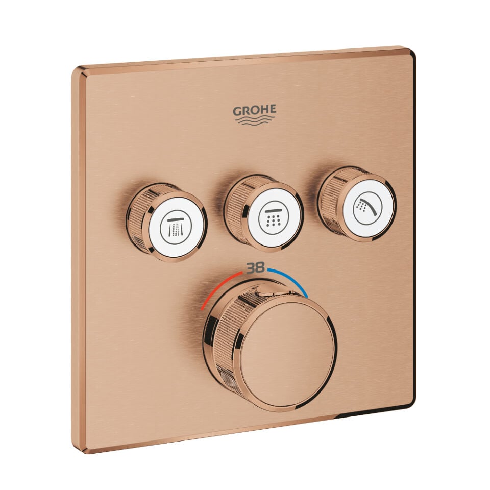 GROHE GROHTHERM SMARTCONTROL KARE TASARIM 3 KUMANDALI ANKASTRE TERMOSTATİK BATARYA – FIRÇALANMIŞ WARM SUNSET