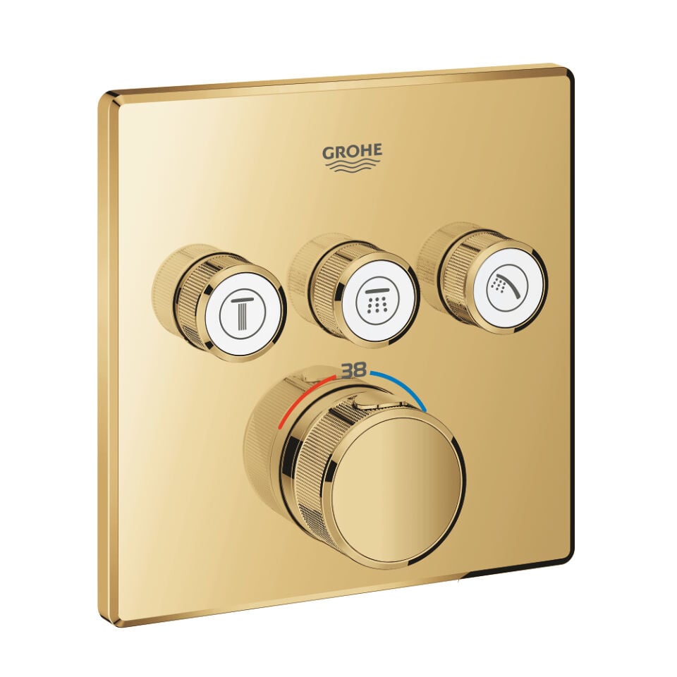 GROHE GROHTHERM SMARTCONTROL KARE TASARIM 3 KUMANDALI ANKASTRE TERMOSTATİK BATARYA – COOL SUNRISE