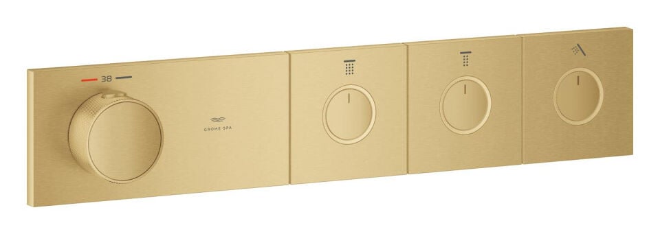GROHE GROHTHERM AQUA TILES 3 VALFLİ AKIŞ KONTROLLÜ ANKASTRE TERMOSTATİK DUŞ BATARYASI – FIRÇALANMIŞ COOL SUNRISE