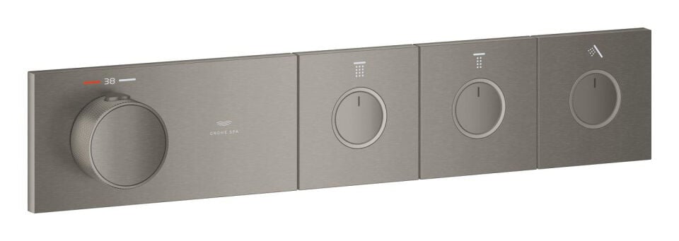 GROHE GROHTHERM AQUA TILES 3 VALFLİ AKIŞ KONTROLLÜ ANKASTRE TERMOSTATİK DUŞ BATARYASI – FIRÇALANMIŞ HARD GRAPHITE