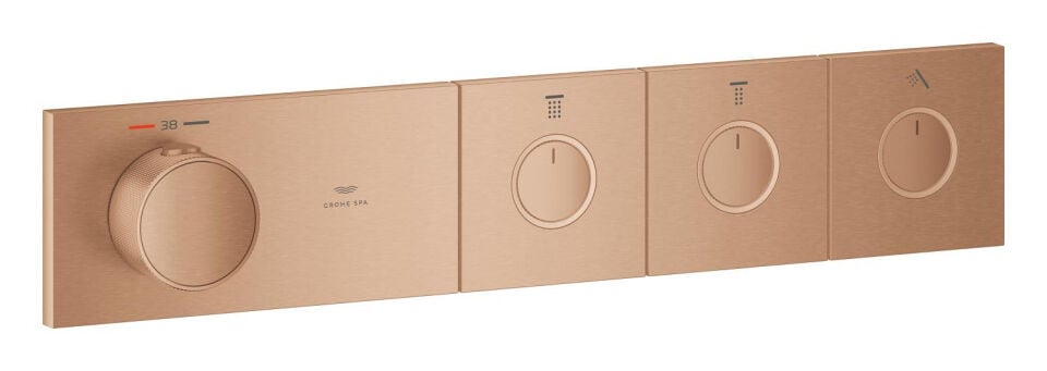 GROHE GROHTHERM AQUA TILES 3 VALFLİ AKIŞ KONTROLLÜ ANKASTRE TERMOSTATİK DUŞ BATARYASI – FIRÇALANMIŞ WARM SUNSET