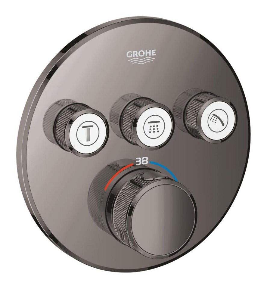 GROHE GROHTHERM SMARTCONTROL YUVARLAK TASARIM 3 KUMANDALI ANKASTRE TERMOSTATİK BATARYA – HARD GRAPHITE