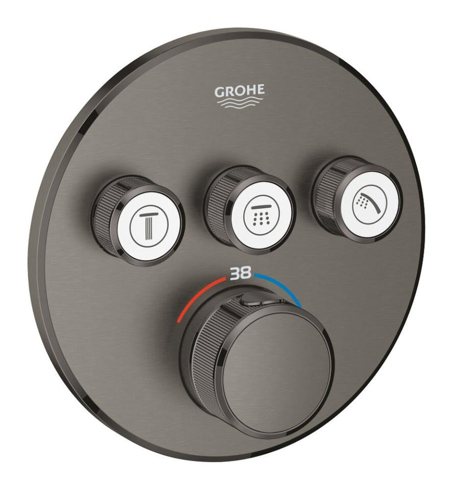 GROHE GROHTHERM SMARTCONTROL YUVARLAK TASARIM 3 KUMANDALI ANKASTRE TERMOSTATİK BATARYA – FIRÇALANMIŞ HARD GRAPHITE