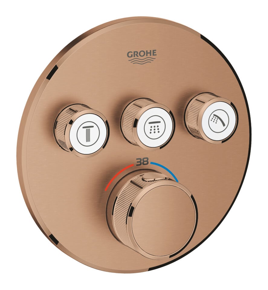 GROHE GROHTHERM SMARTCONTROL YUVARLAK TASARIM 3 KUMANDALI ANKASTRE TERMOSTATİK BATARYA – FIRÇALANMIŞ WARM SUNSET