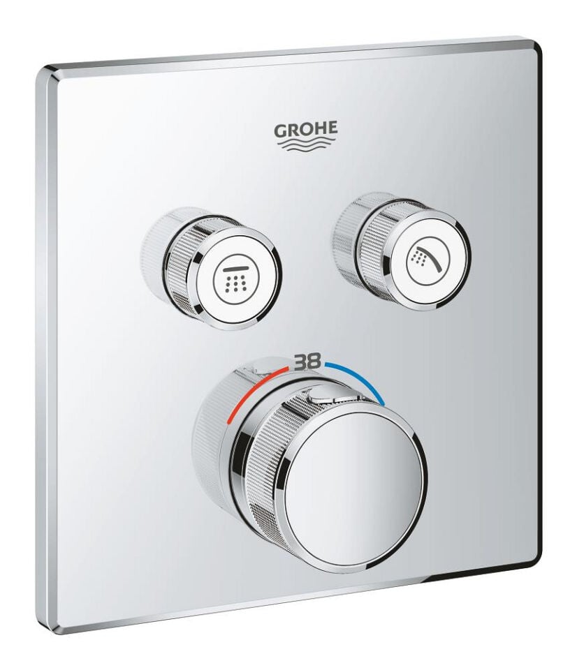 GROHE GROHTHERM SMARTCONTROL KARE TASARIM 2 KUMANDALI ANKASTRE TERMOSTATİK BATARYA – KROM