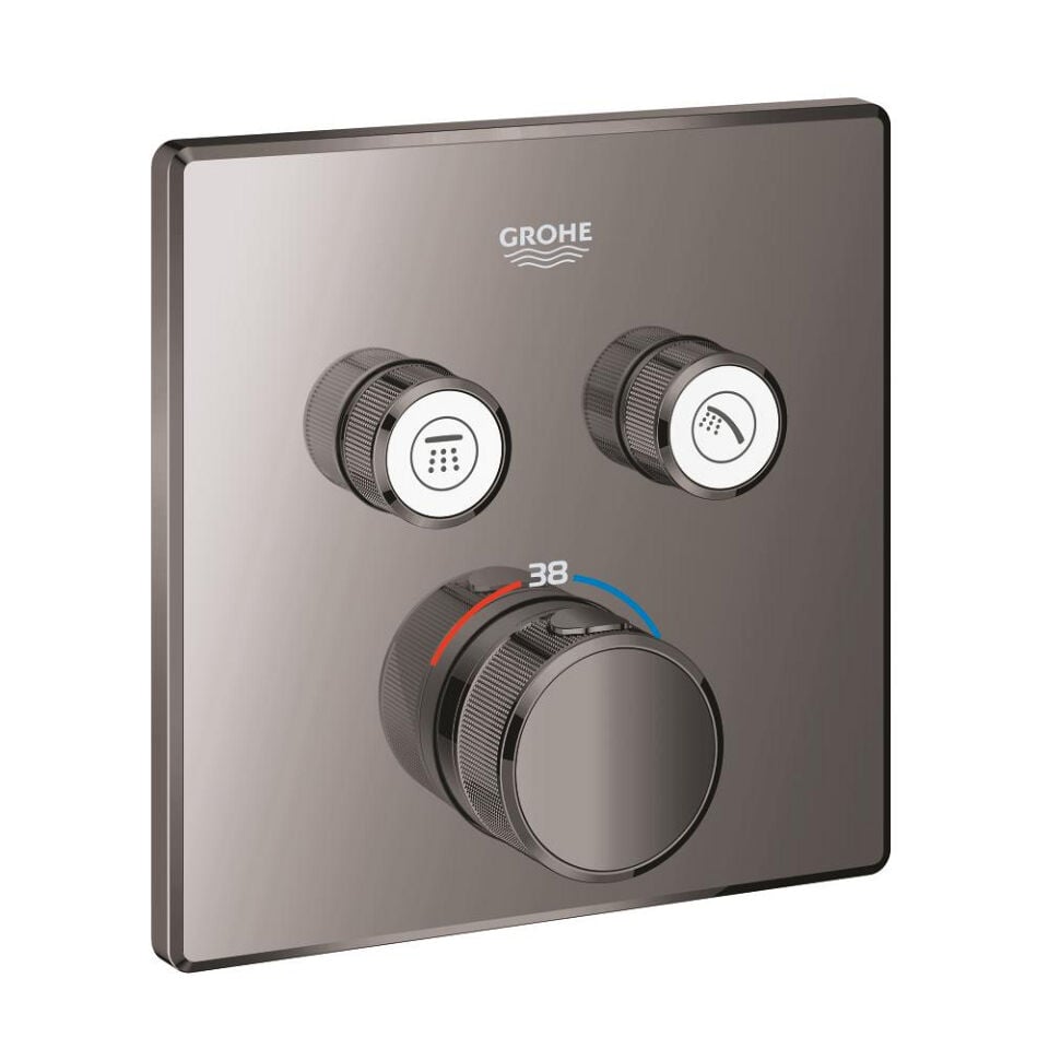 GROHE GROHTHERM SMARTCONTROL KARE TASARIM 2 KUMANDALI ANKASTRE TERMOSTATİK BATARYA – HARD GRAPHITE