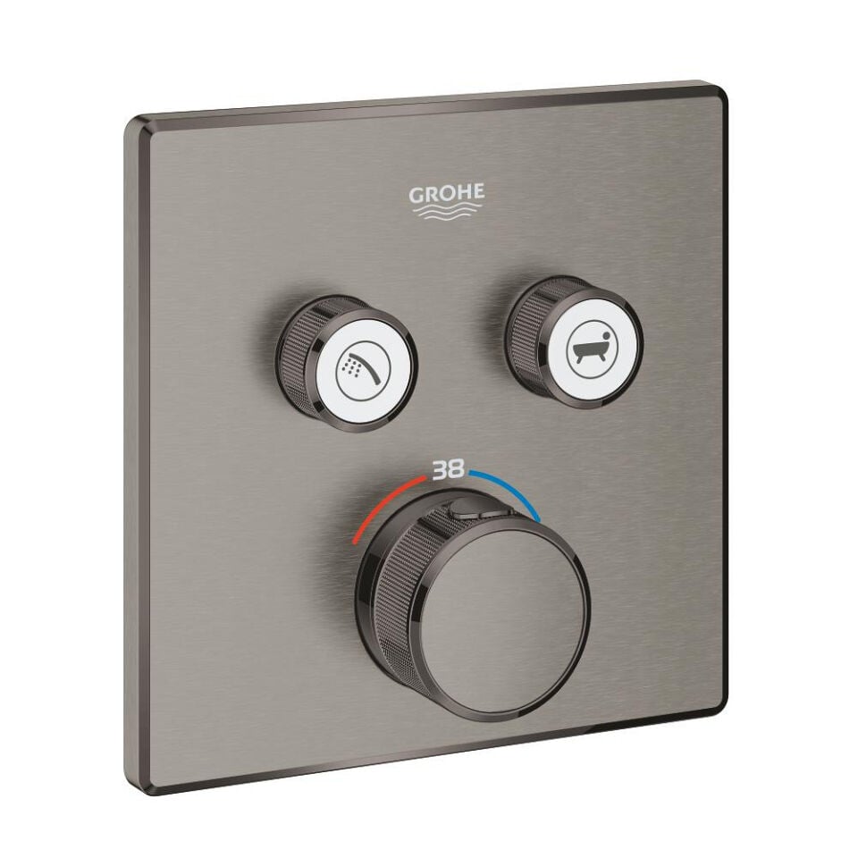 GROHE GROHTHERM SMARTCONTROL KARE TASARIM 2 KUMANDALI ANKASTRE TERMOSTATİK BATARYA – FIRÇALANMIŞ HARD GRAPHITE