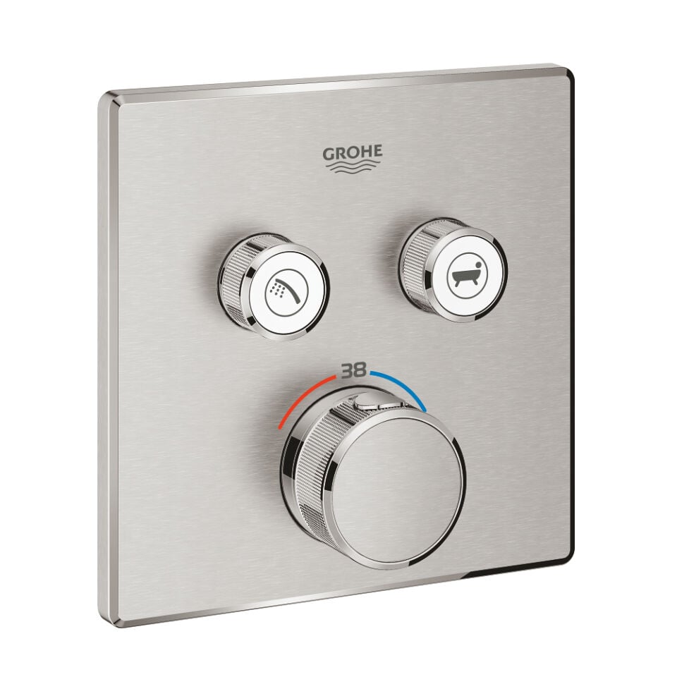 GROHE GROHTHERM SMARTCONTROL KARE TASARIM 2 KUMANDALI ANKASTRE TERMOSTATİK BATARYA – SUPERSTEEL