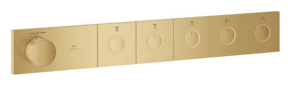 GROHE GROHTHERM AQUA TILES 5 VALFLİ AKIŞ KONTROLLÜ ANKASTRE TERMOSTATİK DUŞ BATARYASI – FIRÇALANMIŞ COOL SUNRISE