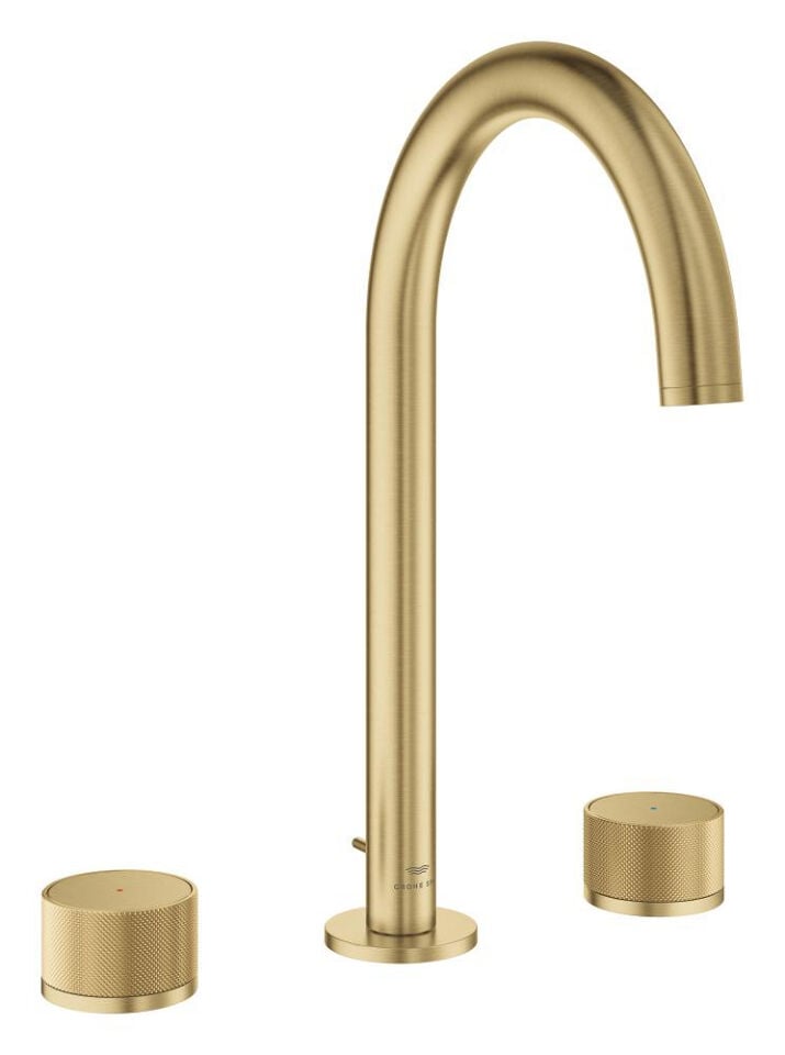 GROHE ATRIO PRIVATE COLLECTION 3 DELİKLİ LAVABO BATARYASI L BOYUT, SİFON KUMANDALI – FIRÇALANMIŞ COOL SUNRISE