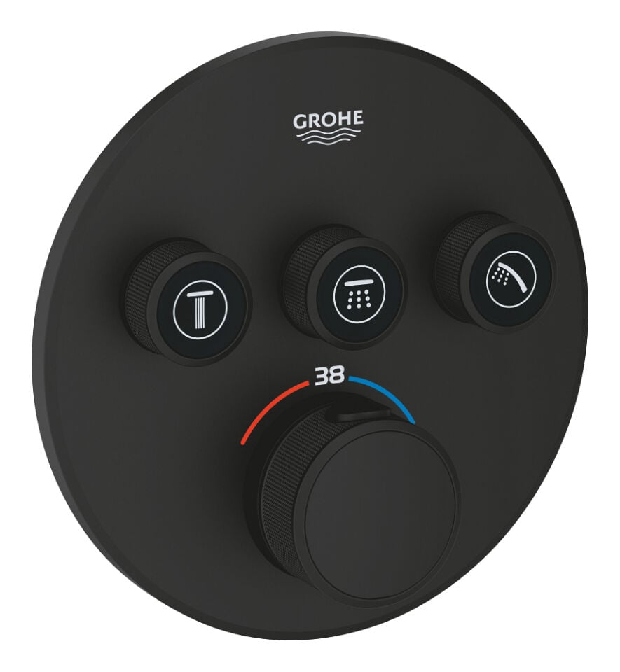 GROHE GROHTHERM SMARTCONTROL ÜÇ YÖNLÜ ANKASTRE TERMOSTATİK DUŞ BATARYASI – MAT SİYAH